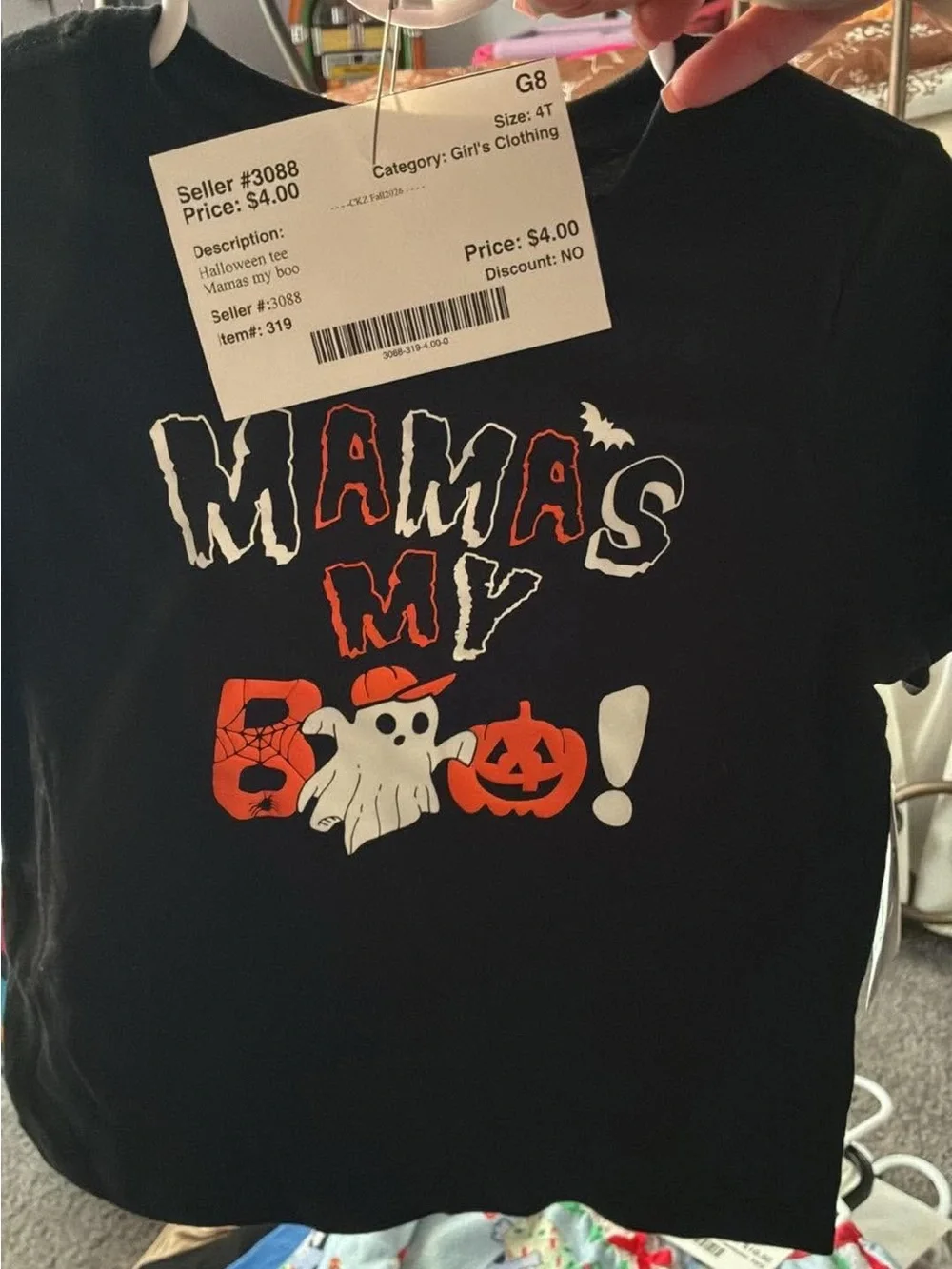 Kids Halloween 'Mamas My Boo!' Graphic Tee - Black & Orange